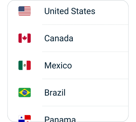 Comet connect step 2, choose VPN server location